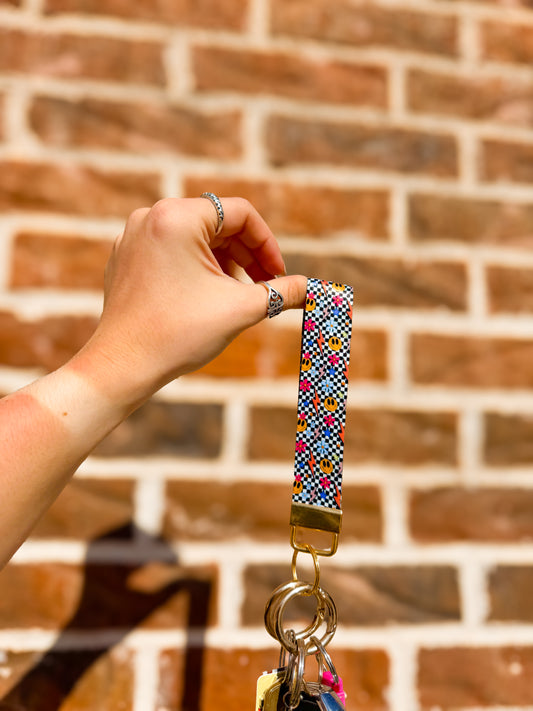 Checkered & Smiles Keychain