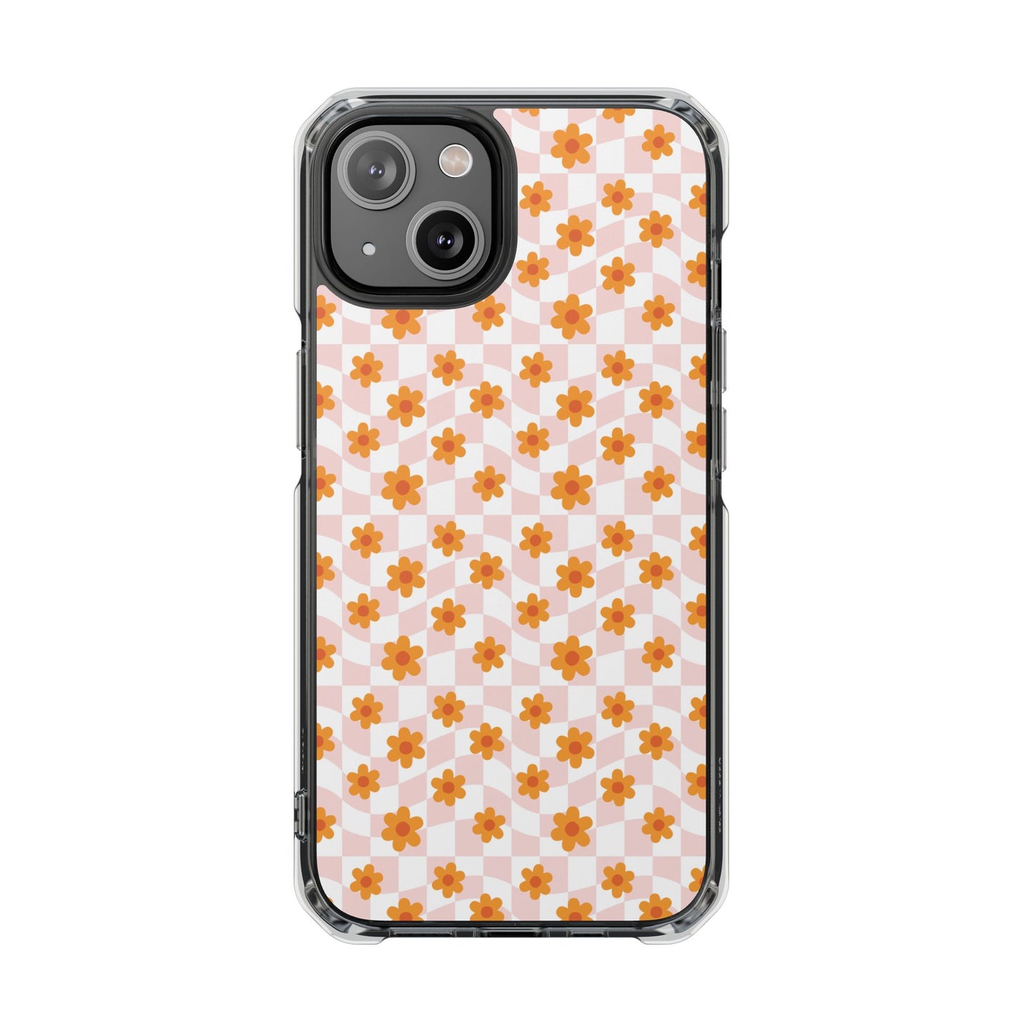 Pink Groovy Flowers Magnetic Clear Impact Cases