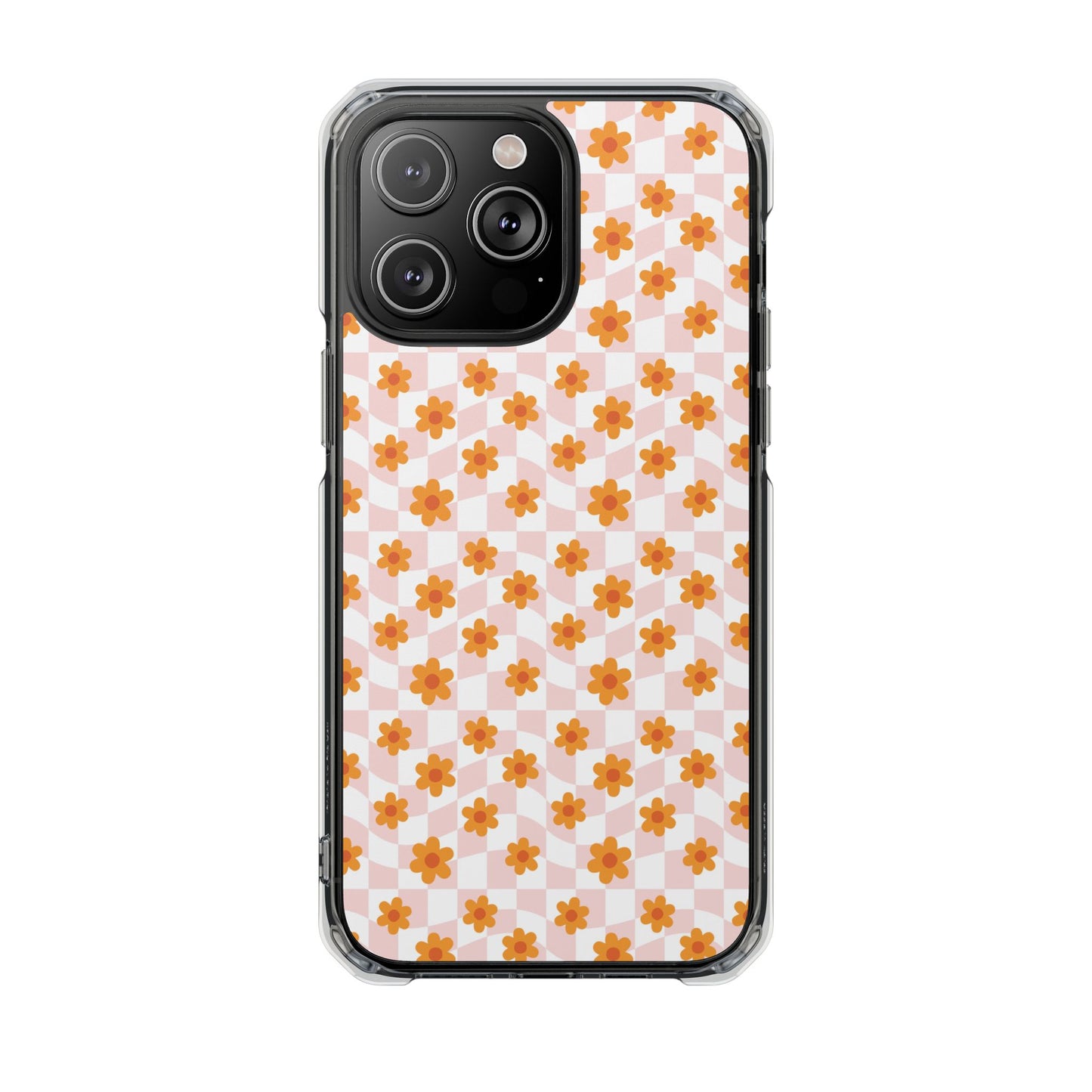 Pink Groovy Flowers Magnetic Clear Impact Cases