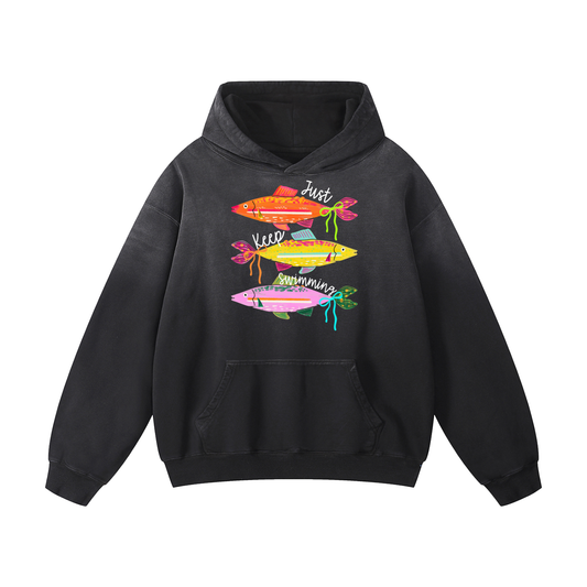 Just Keep Swimming Heavyweight Sunfaded Oversized Hoodie