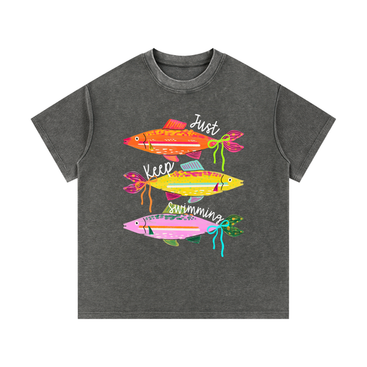 Just Keep Swimming Mineral Wash Waffle Knit T-Shirt