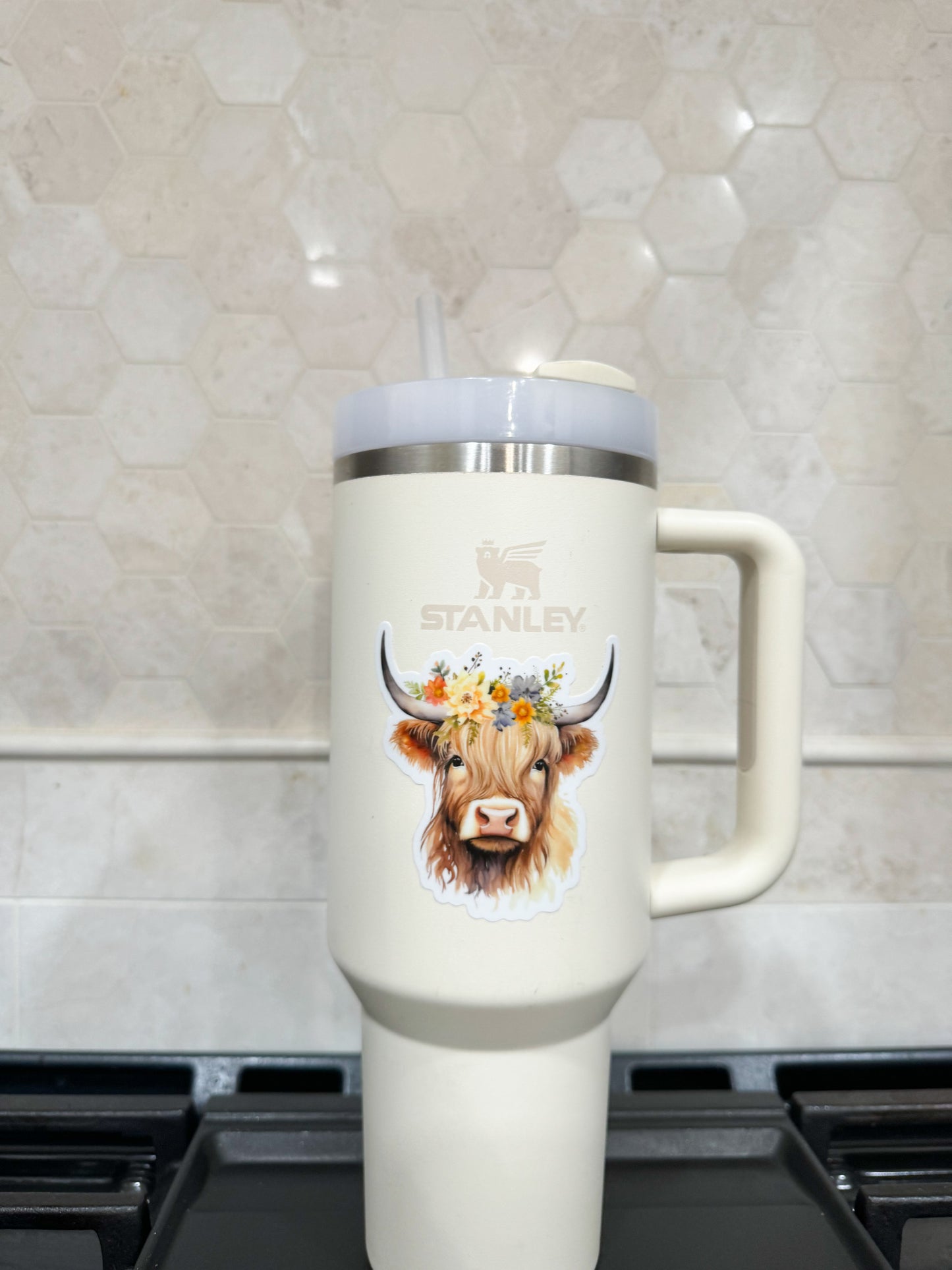 Highland Cow Waterproof Vinyl Sticker, 2.91X3"