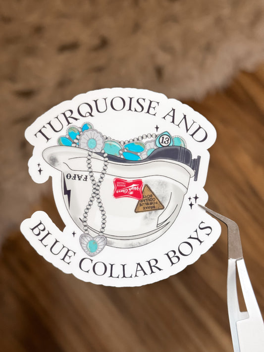 Turquoise and blue collar boys sticker