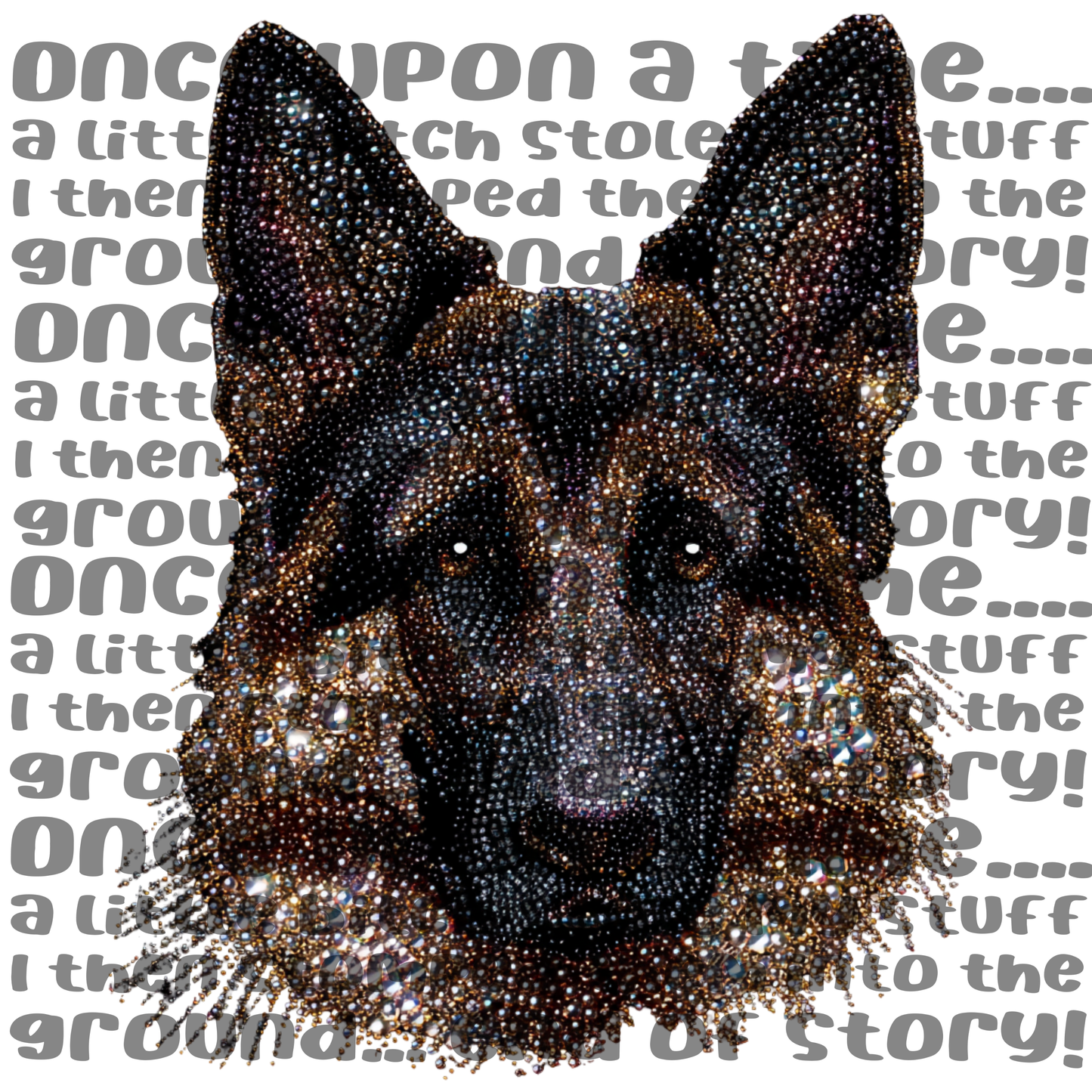 Faux Rhinestone German Shepherd face PNG