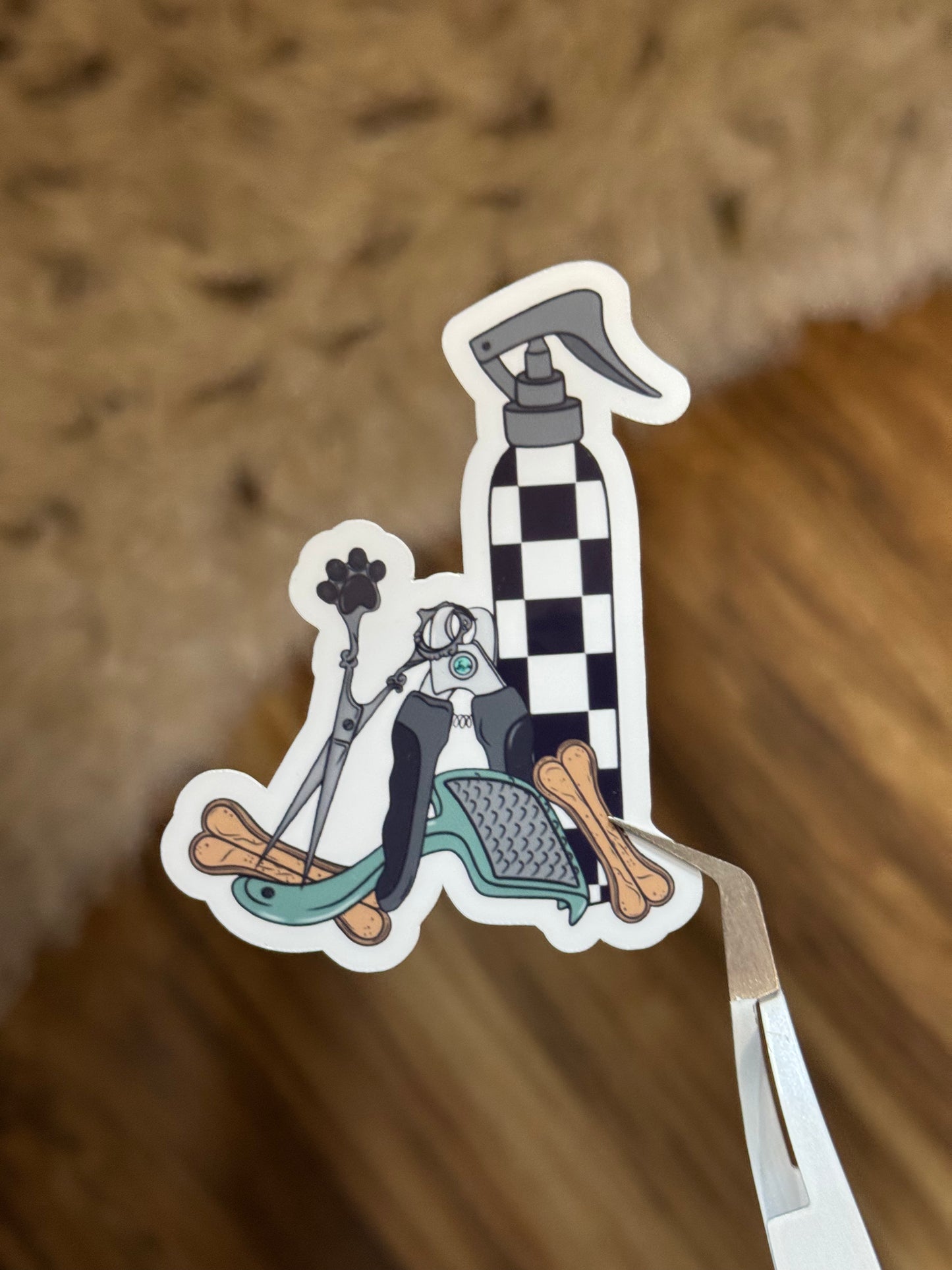 DOG GROOMER TURQUOISE WESTERN STICKER