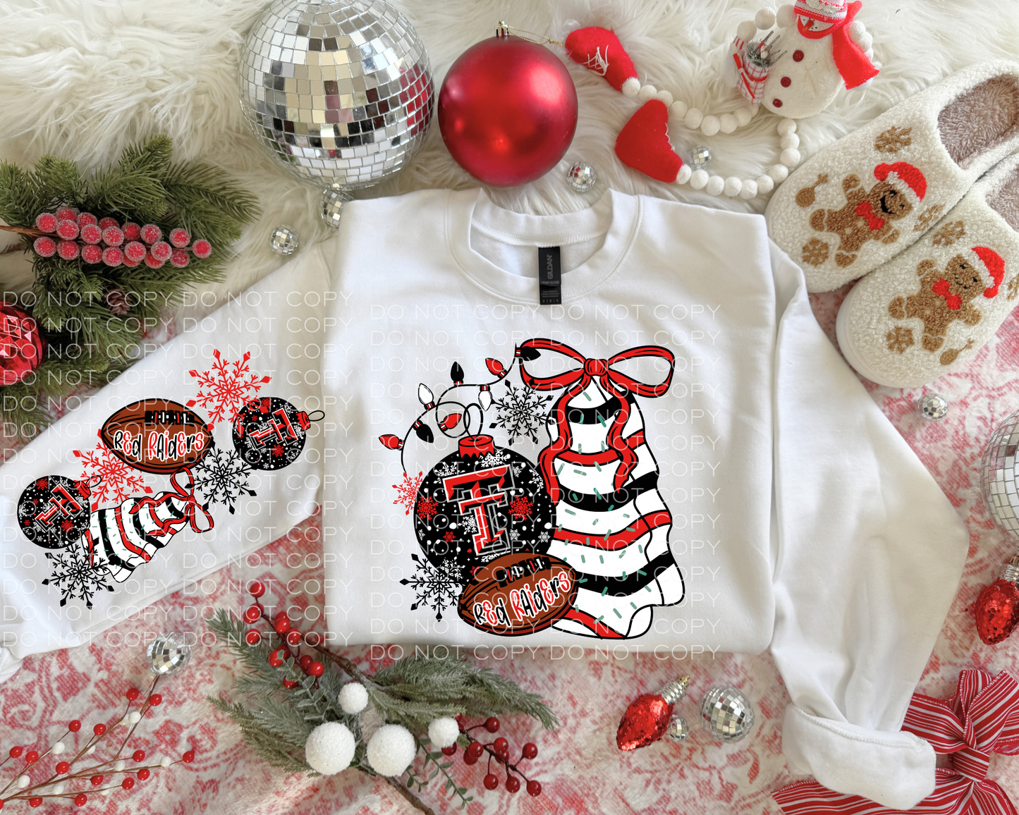 Christmas Trees Tech Football Collage Crew w/sleeves