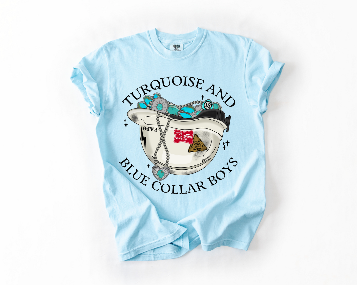 Turquoise And Blue Collar Boys Comfort Colors Tee