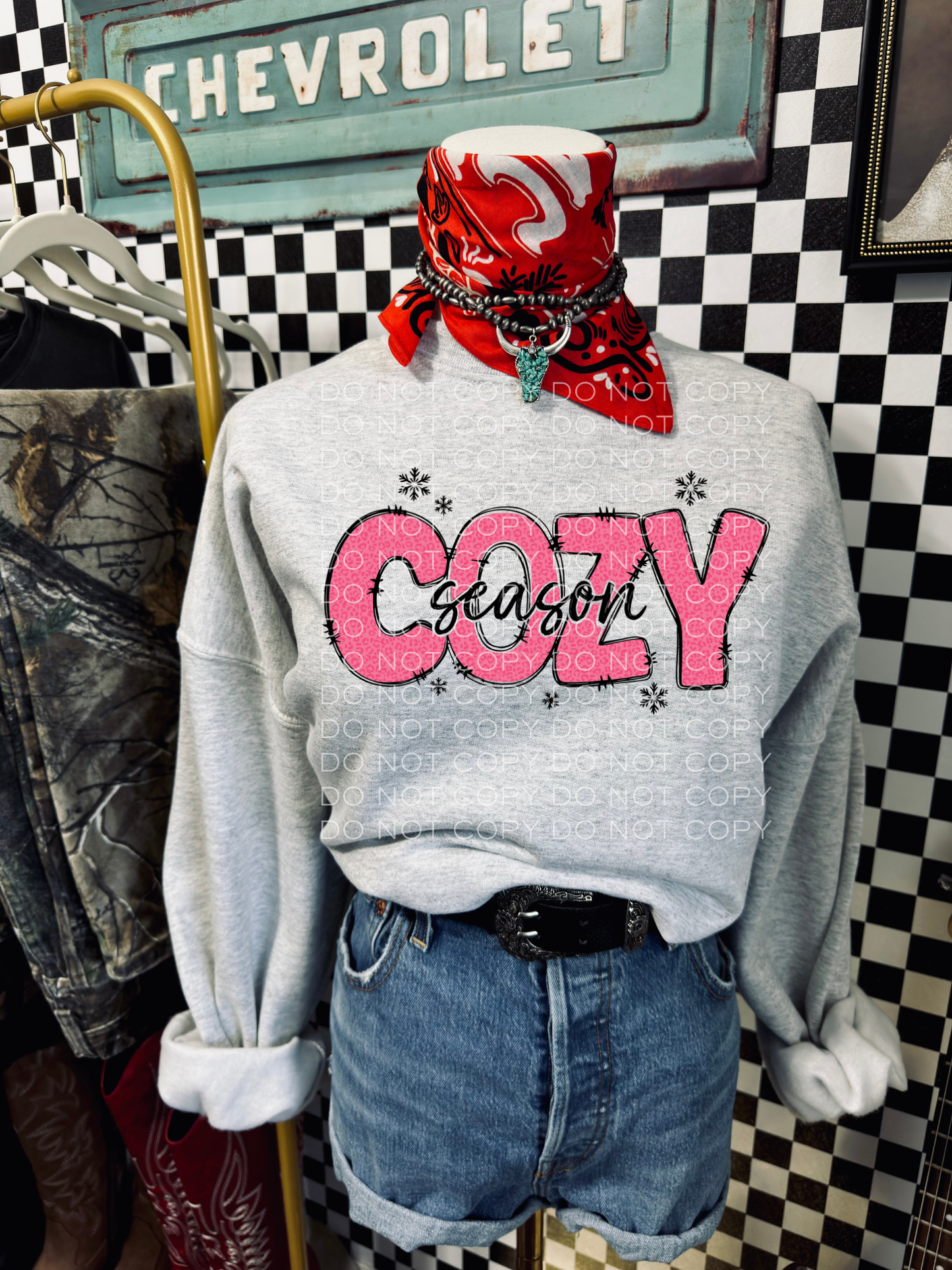 Pink Cheetah Cozy Season PNG