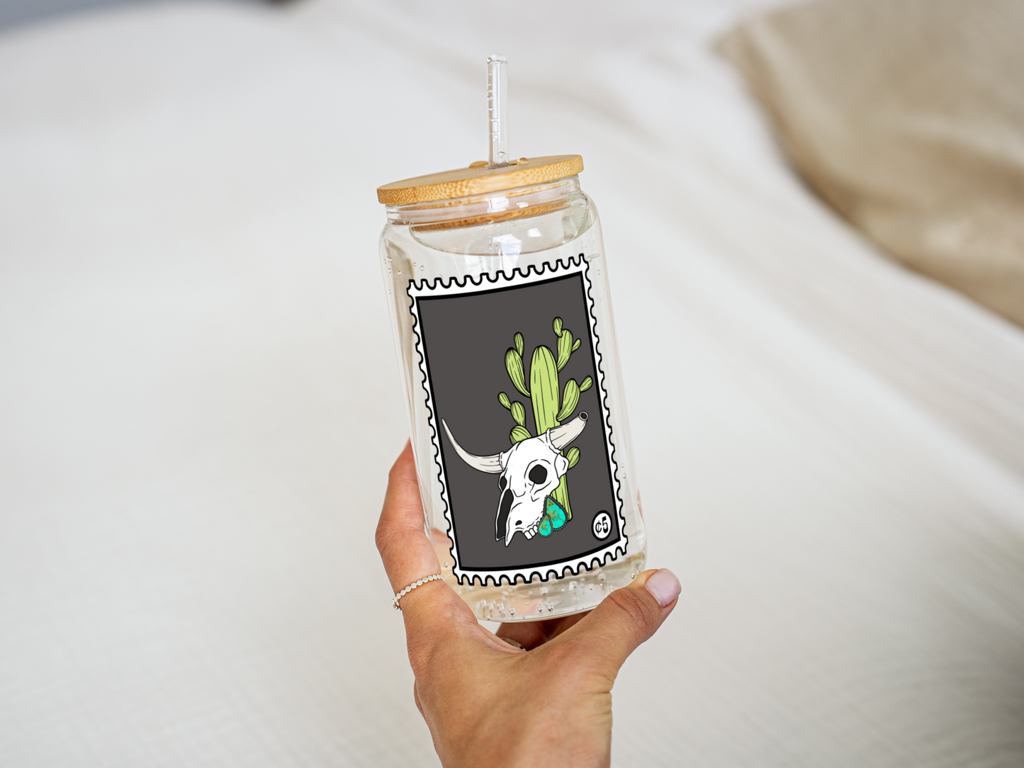 Western Postal Mailing Stamp Glass Can