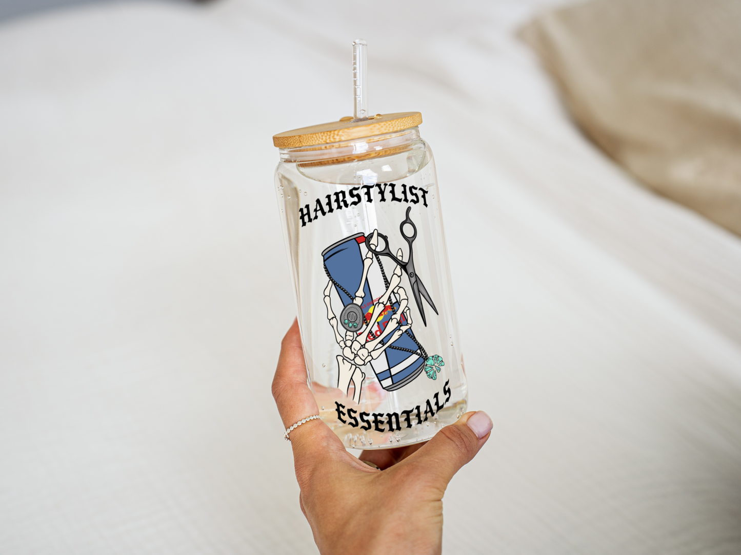 TURQUOISE + REDBULL HAIRSTYLISTS ESSENTIALS GLASS CAN (DESIGN 2)