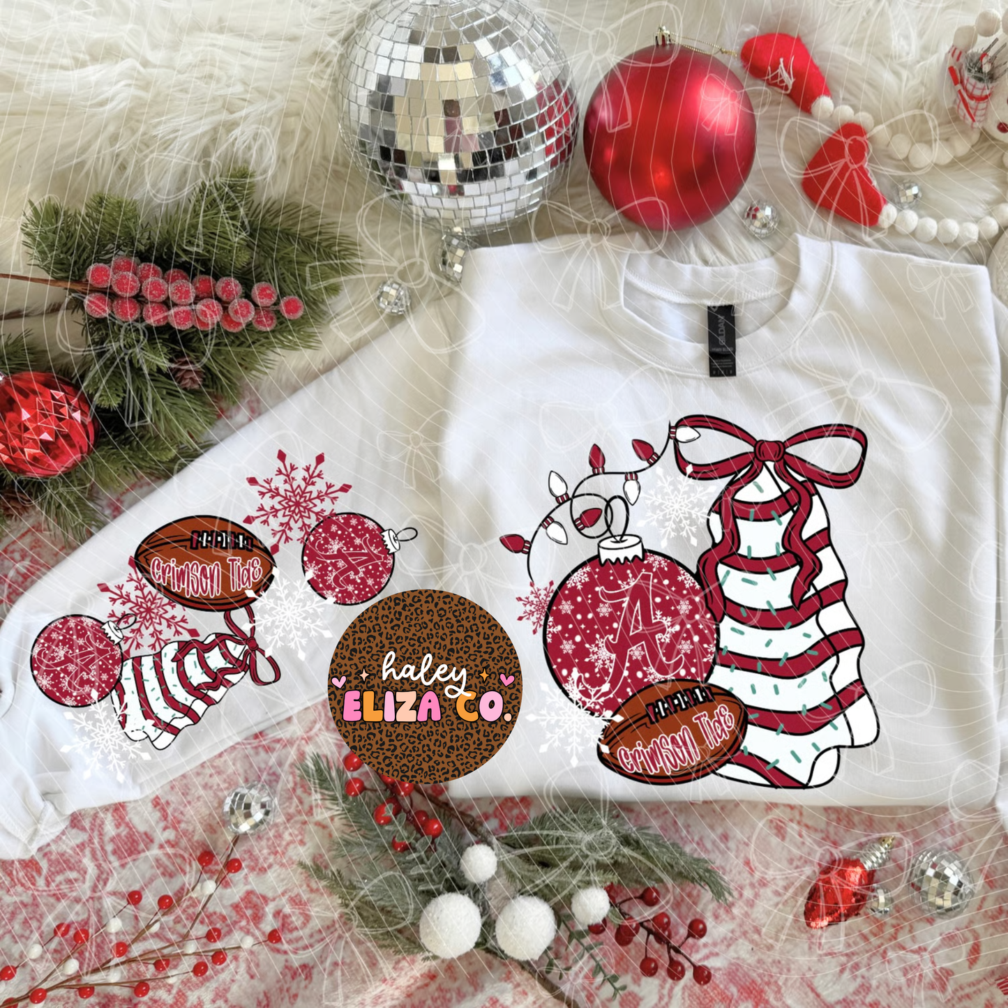 Christmas Trees Alabama Football Collage Crew w/sleeves