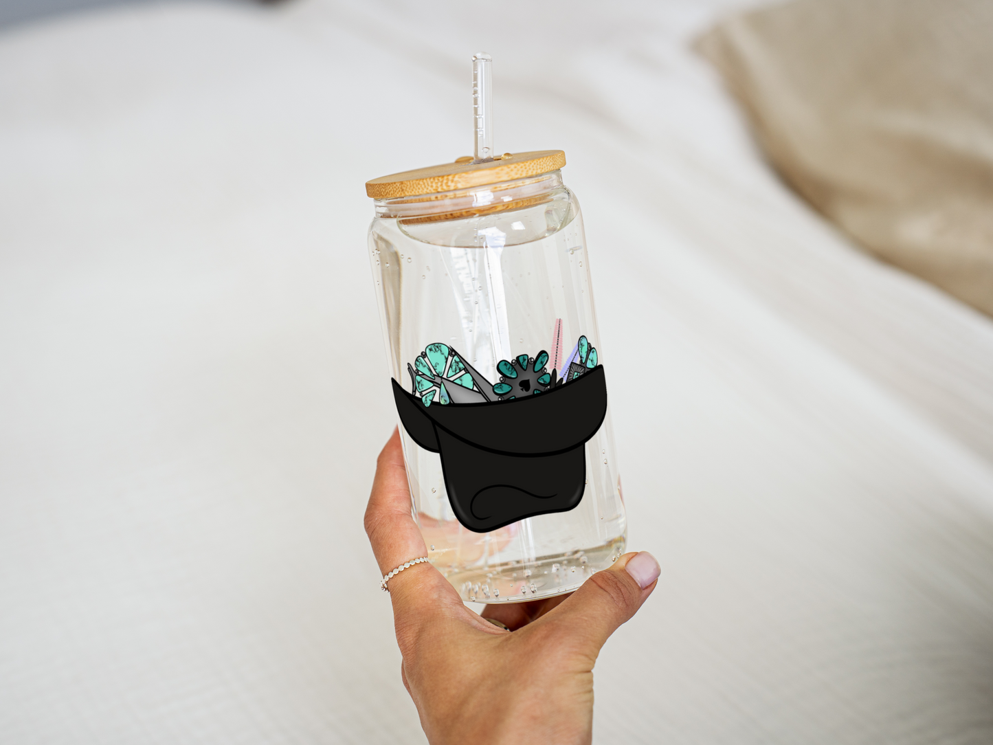 TURQUOISE COWGIRL EYELASH TECH GLASS CAN