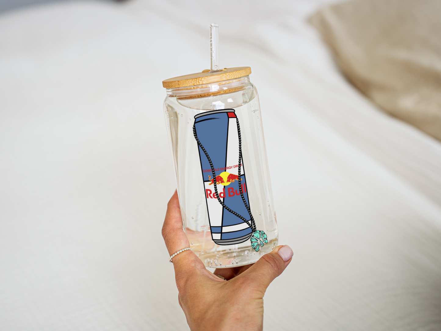 TURQUOISE REDBULL GLASS CAN