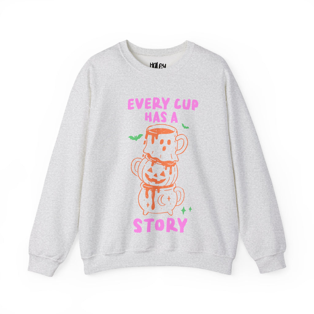Every Cup Has a Story Cute Stacked Mugs Graphic Sweatshirt