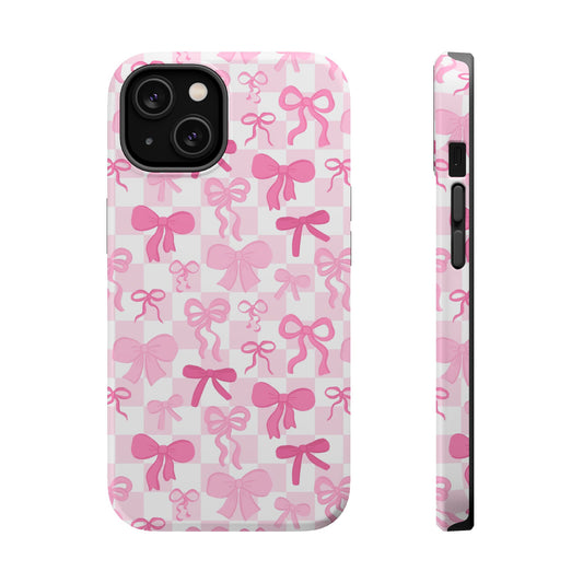 Checkered Girly Bows Magsafe Phone Case