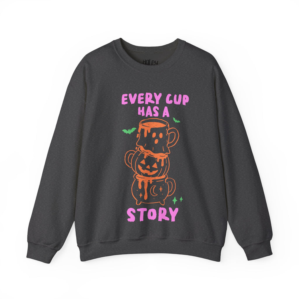 Every Cup Has a Story Cute Stacked Mugs Graphic Sweatshirt