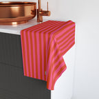 Striped Red & Pink Hand Towel — Bright Kitchen Tea Towel for Modern Home
