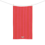 Striped Red & Pink Hand Towel — Bright Kitchen Tea Towel for Modern Home