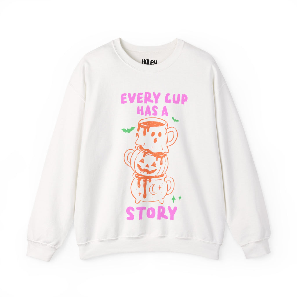 Every Cup Has a Story Cute Stacked Mugs Graphic Sweatshirt