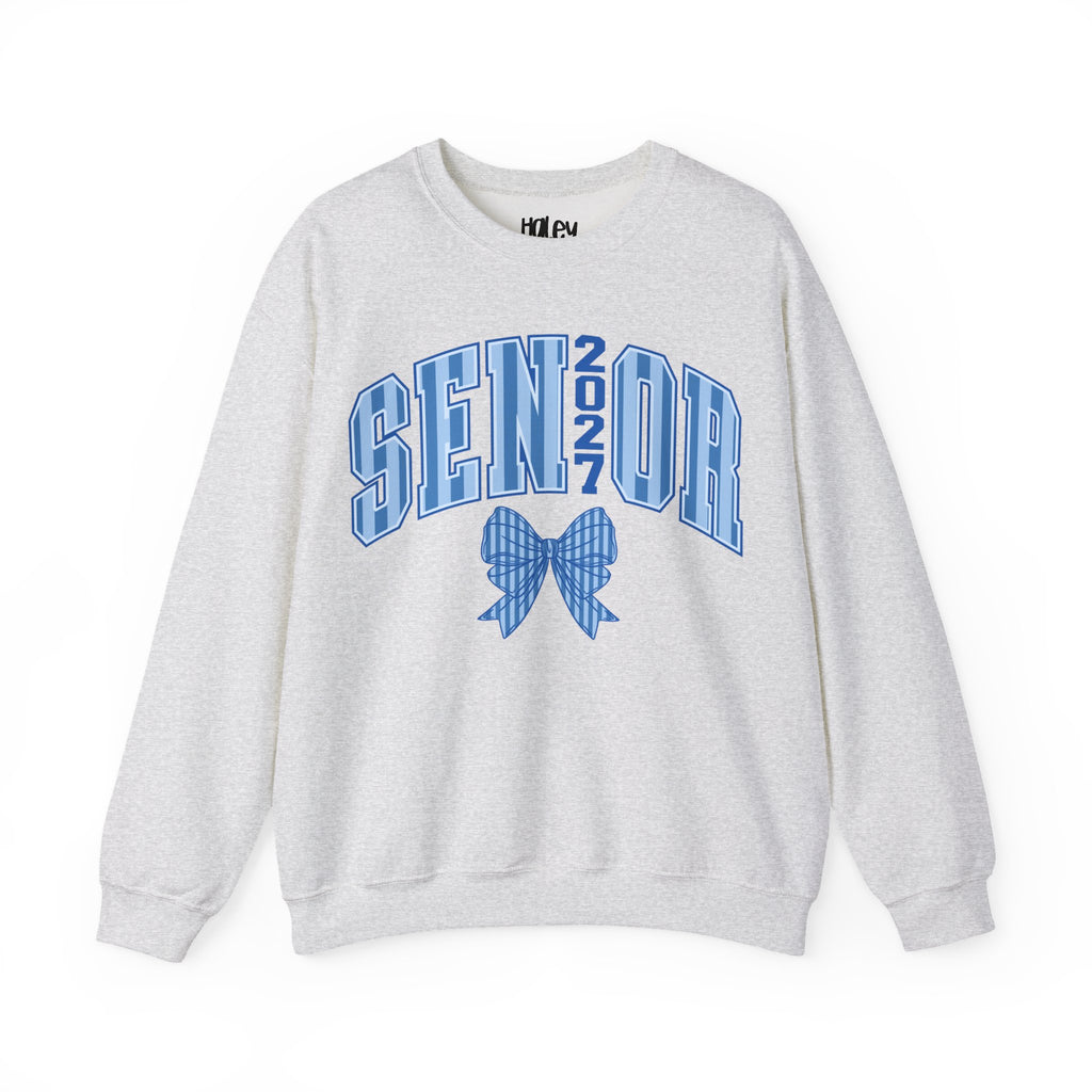 Blue Plaid Bow Senior 2027 Crewneck Sweatshirt