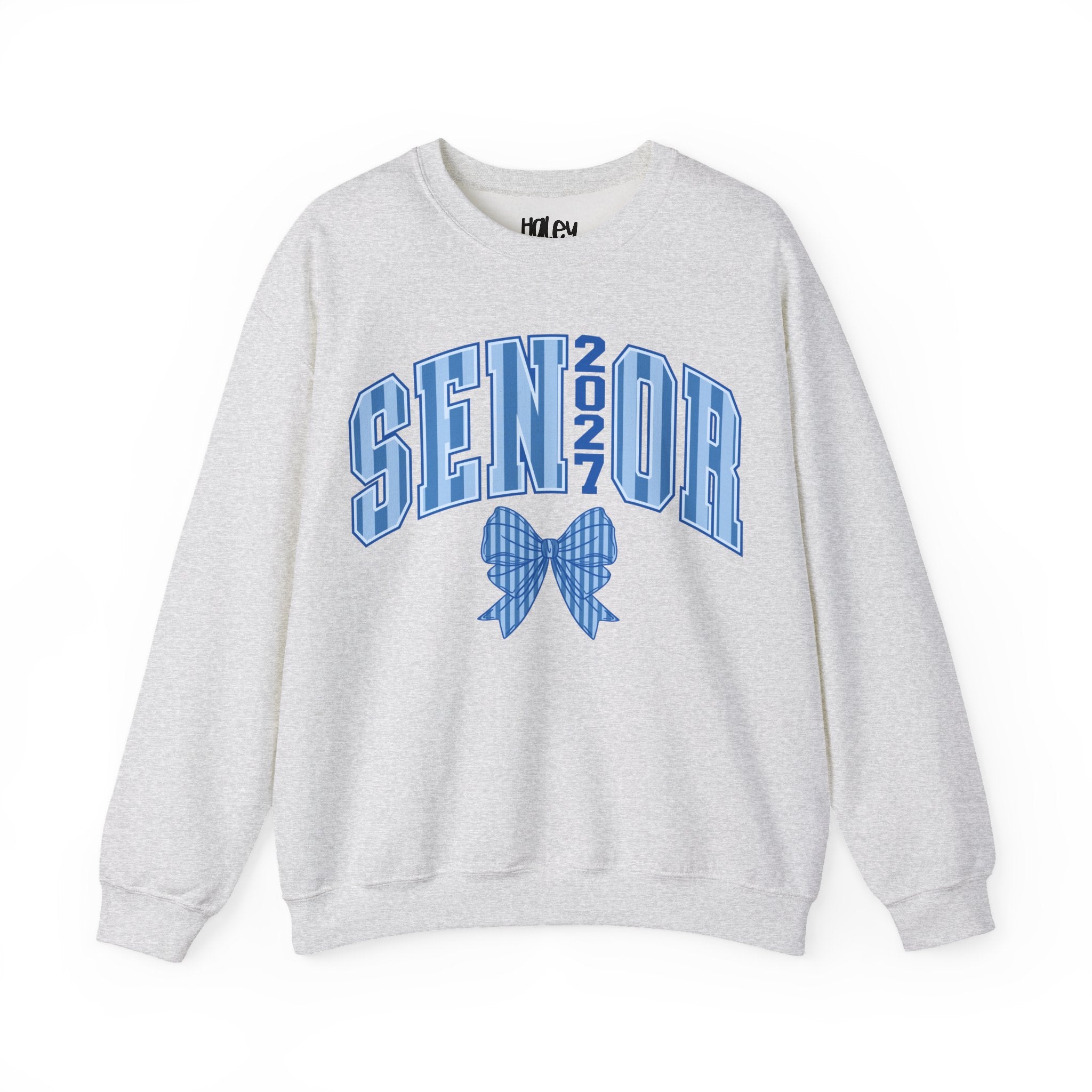 Blue Plaid Bow Senior 2027 Crewneck Sweatshirt
