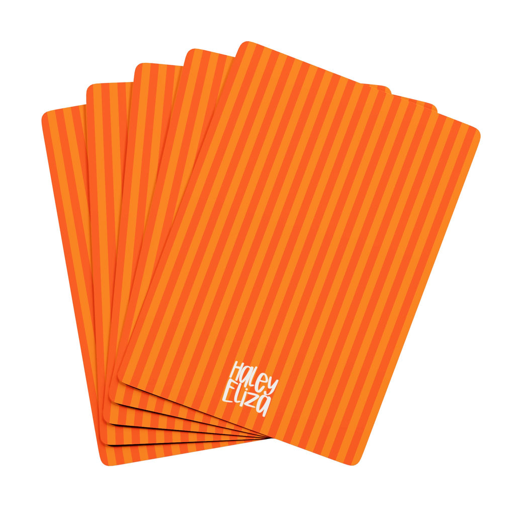 Orange Striped Poker Playing Cards