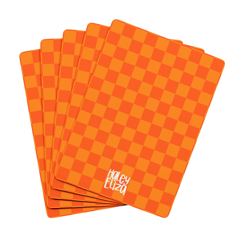Orange Checkerboard Poker Playing Cards