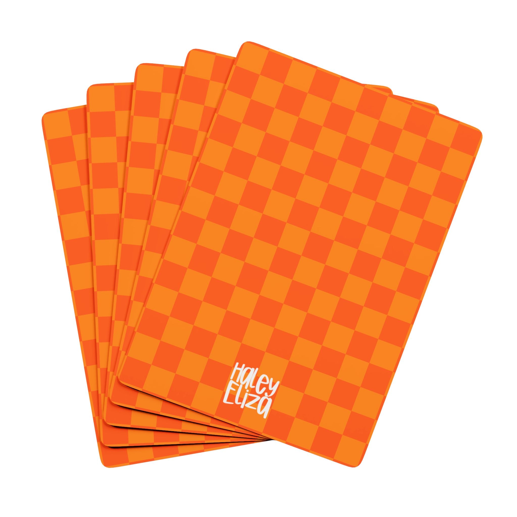 Orange Checkerboard Poker Playing Cards