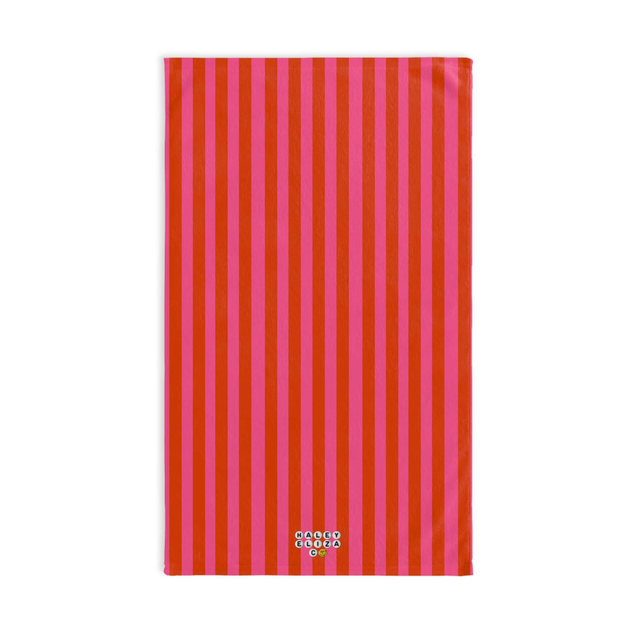 Striped Red & Pink Hand Towel — Bright Kitchen Tea Towel for Modern Home