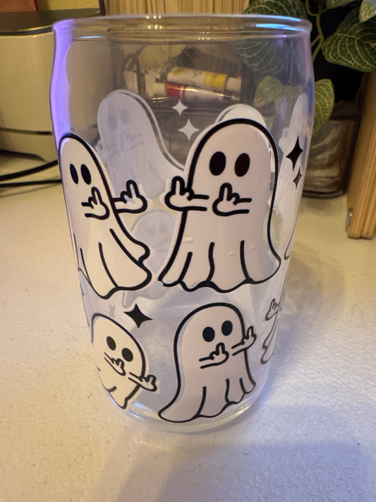 Middle Finger Ghost Beer Can Glass & Pink Variant -  READY TO SHIP OOPSIE
