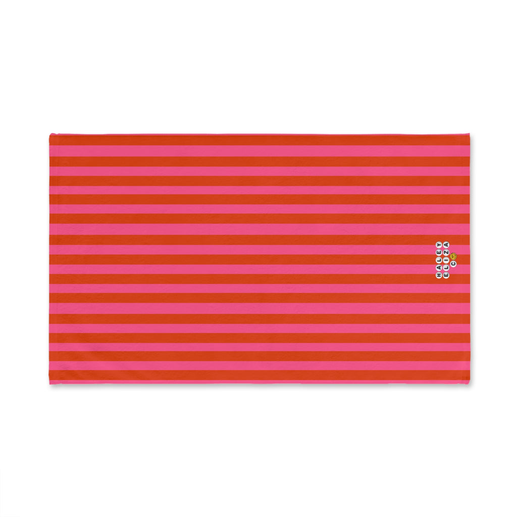 Striped Red & Pink Hand Towel — Bright Kitchen Tea Towel for Modern Home