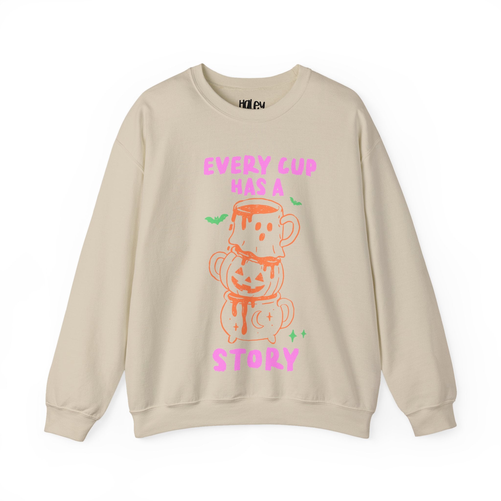 Every Cup Has a Story Cute Stacked Mugs Graphic Sweatshirt