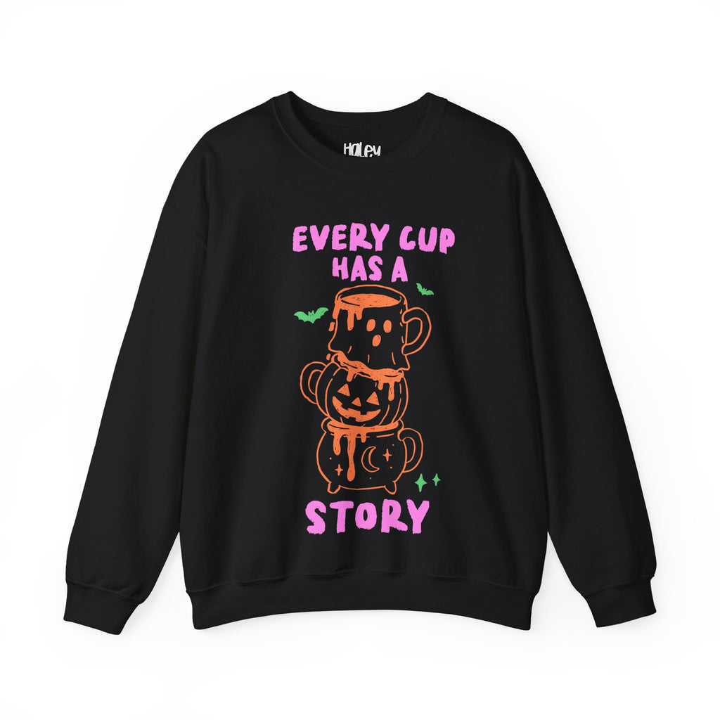 Every Cup Has a Story Cute Stacked Mugs Graphic Sweatshirt