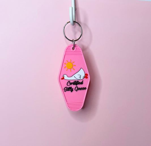 Certified Silly Goose Retro Motel Keychain