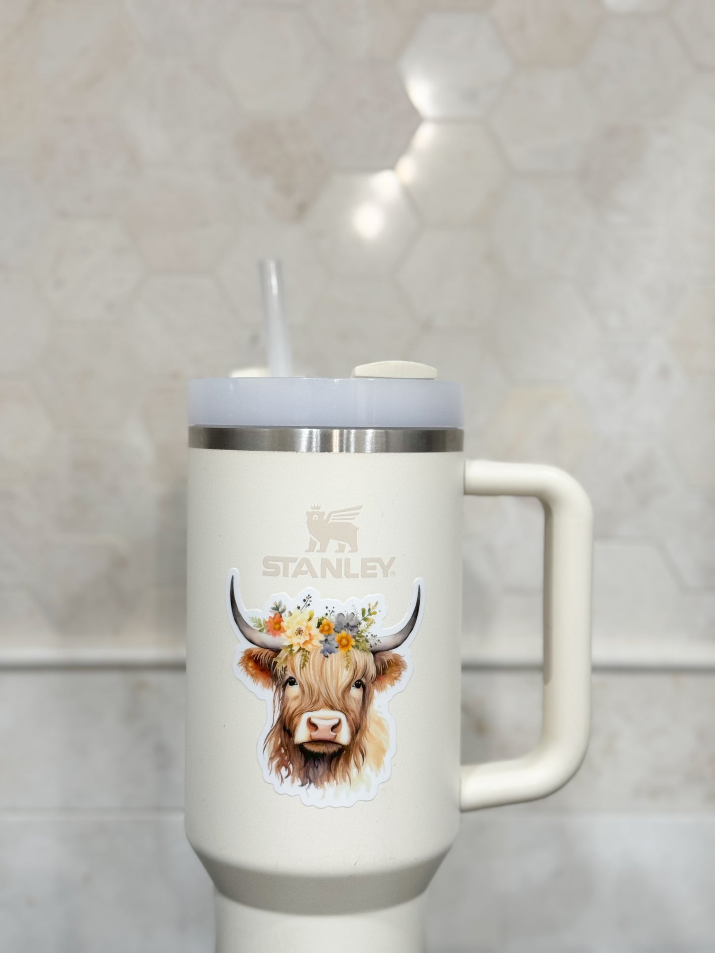 Highland Cow Waterproof Vinyl Sticker, 2.91X3"