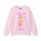 Every Cup Has a Story Cute Stacked Mugs Graphic Sweatshirt