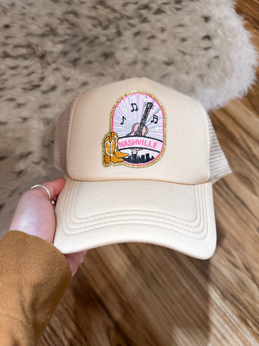 NASHVILLE SPARKLE PATCH TRUCKER HAT