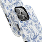 Dusty Blue Toile de Jouy Easter Bunnies Magsafe Phone Case
