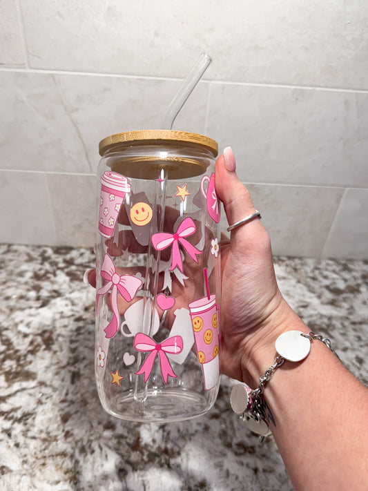 Bows And Coffe Glass Can