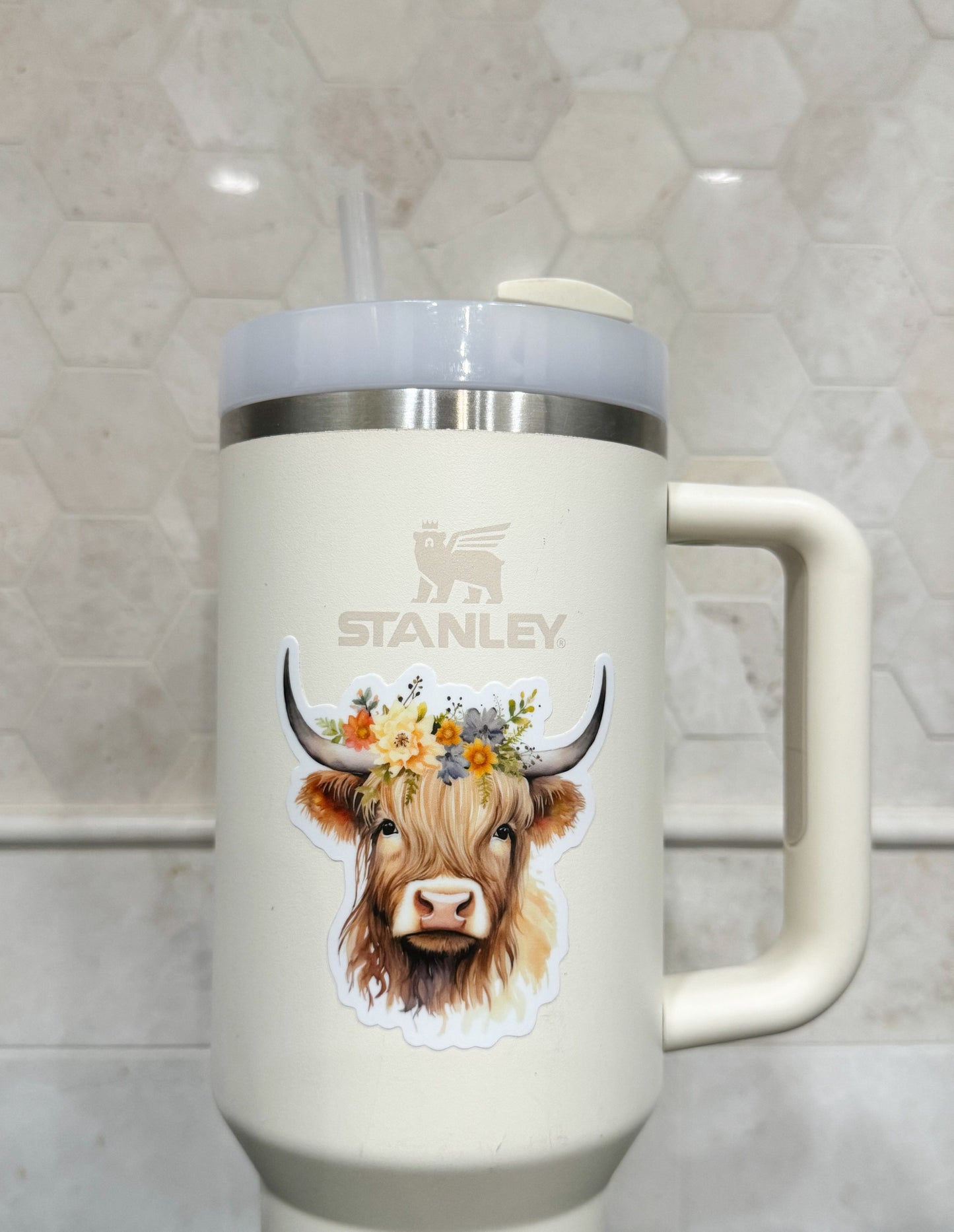 Highland Cow Waterproof Vinyl Sticker, 2.91X3"