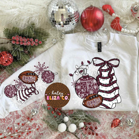 Christmas Trees A&M Aggies Football Collage Crew w/sleeves
