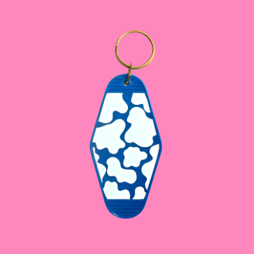 Cow Print Retro Motel Keychain