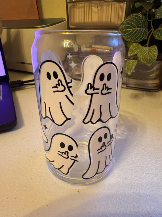 Middle Finger Ghost Beer Can Glass & Pink Variant -  READY TO SHIP OOPSIE