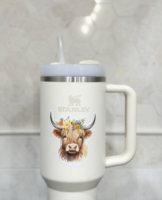 Highland Cow Waterproof Vinyl Sticker, 2.91X3"