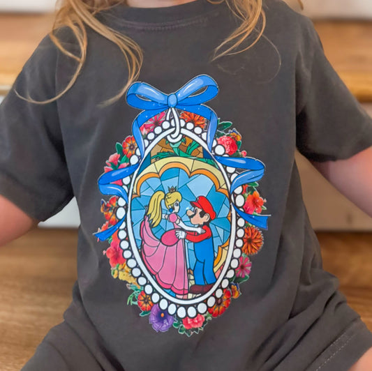 Coquette Mario And Peach Comfort Colors Youth Tee