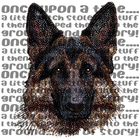 Faux Rhinestone German Shepherd face PNG