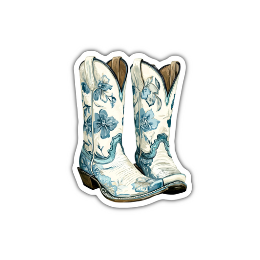 Floral Watercolor Cowboy Boots Sticker