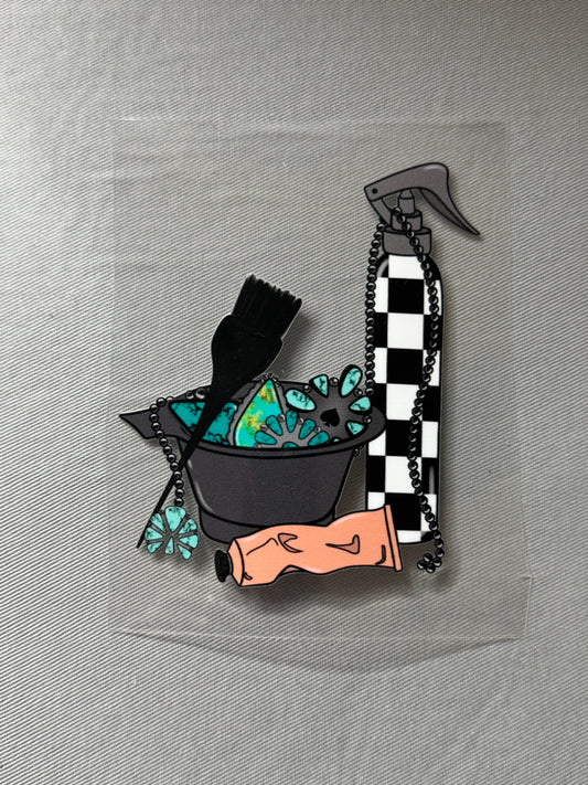 TURQUOISE HAIRSTYLIST WESTERN DECAL 4”