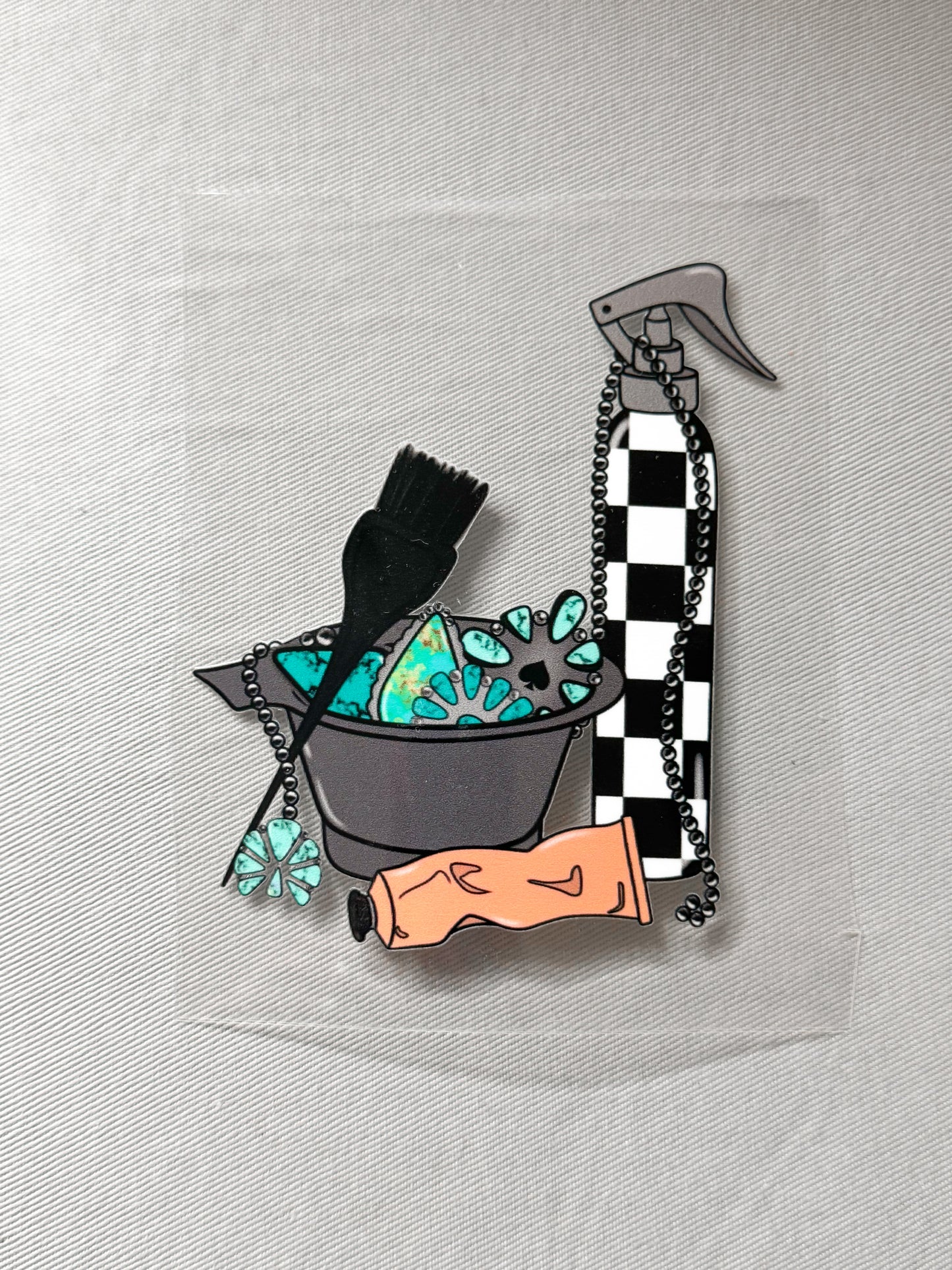 TURQUOISE HAIRSTYLIST WESTERN DECAL 4”