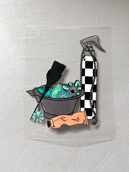 TURQUOISE HAIRSTYLIST WESTERN DECAL 4”